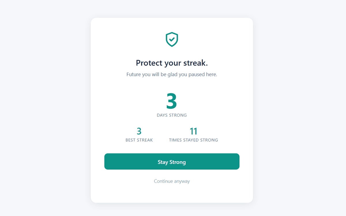 StreakGuard blocking overlay